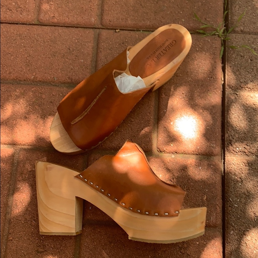 Wood bottom Gypsy clogs platform sandal NEW